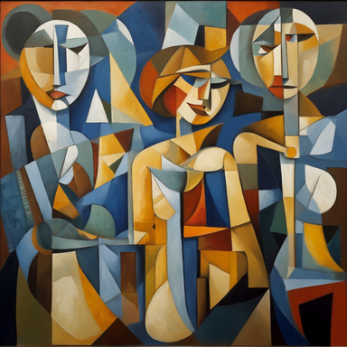 Abstract painting of 3 women