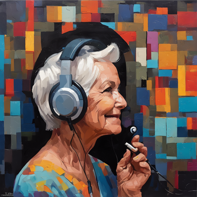 Woman with head phones